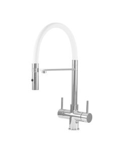 Aquila 2 Lever Mixer And Cold Filter Tap Chrome/White