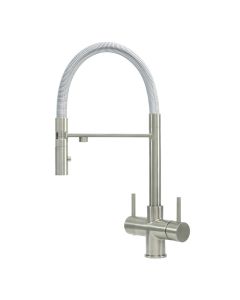 Aquila 2 Lever Mixer And Cold Filter Tap Brushed Steel