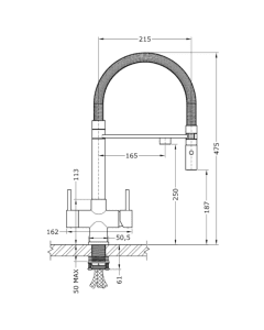 Aquila 2 Lever Mixer And Cold Filter Tap Brushed Steel/White
