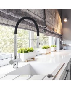 Aquila 2 Lever Mixer And Cold Filter Tap Chrome/Black