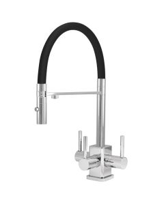 Aquila SQ 3 Lever Mixer Cold Filter Tap Chrome/Black Hose