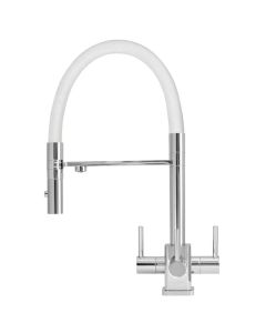 Aquila SQ 3 Lever Mixer Cold Filter Tap Chrome/White Hose