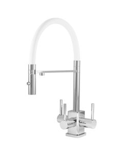 Aquila SQ 3 Lever Mixer Cold Filter Tap Chrome/White Hose
