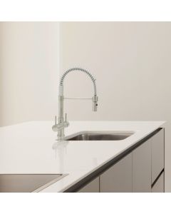 Milano 2 Lever Mixer And Cold Filter Tap Brushed Steel