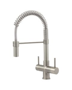 Milano 2 Lever Mixer And Cold Filter Tap Brushed Steel