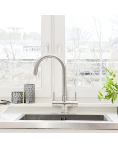 Verona 2 Lever Mixer And Cold Filter Tap Brushed Steel