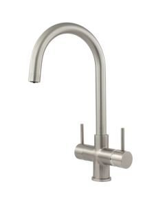 Verona 2 Lever Mixer And Cold Filter Tap Brushed Steel