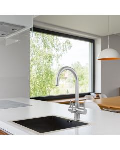 Verona 3 Lever Mixer And Cold Filter Tap Brushed Steel