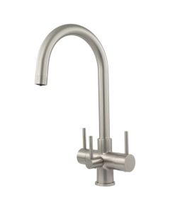 Verona 3 Lever Mixer And Cold Filter Tap Brushed Steel