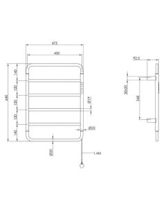 Aero 640 Electric Towel Rail Brushed Brass