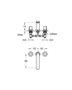 Allore 3 Hole Bath Filler