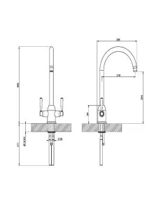 Alzira Monobloc Twin Lever Sink Mixer Brushed Nickel