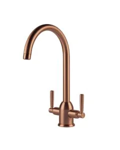 Alzira Monobloc Twin Lever Sink Mixer Brushed Copper