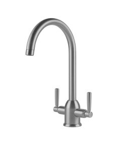 Alzira Monobloc Twin Lever Sink Mixer Brushed Nickel