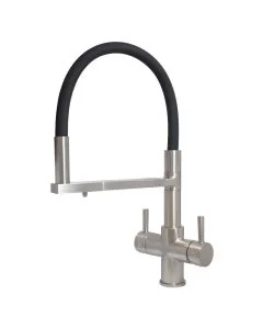 Aquila 4in1 Cold Filter and Kettle Tap Brushed Steel/Black