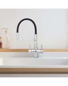 Aquila 4in1 Cold Filter and Kettle Tap Chrome/Black