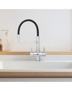 Aquila 4in1 Cold Filter and Kettle Tap Chrome/Black