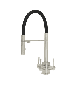 Aquila SQ 3 Lever Mixer Cold Filter Tap Brushed Steel/Black