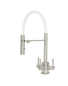 Aquila SQ 3 Lever Mixer Cold Filter Tap Brushed Steel/White