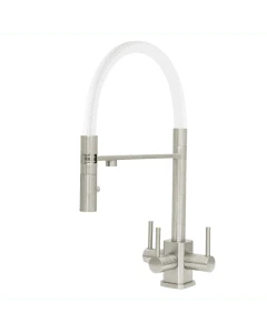 Aquila SQ 3 Lever Mixer Cold Filter Tap Brushed Steel/White