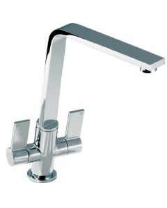 Linear Flair Twin Lever Kitchen Mixer Chrome