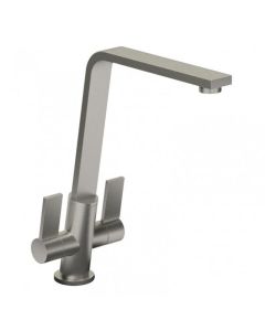 Linear Flair Twin Lever Kitchen Mixer Brushed Nickel 