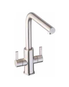 Althia Twin Lever Monobloc Sink Mixer Brushed Nickel