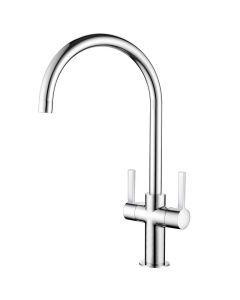 Auva Twin Lever Sink Mixer Swivel Spout Brushed Nickel