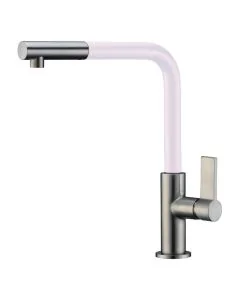 Auriga Monobloc Kitchen Mixer Tap White Spout Brushed Nickel
