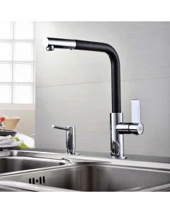 Auriga Monobloc Kitchen Mixer Tap Chrome & Black