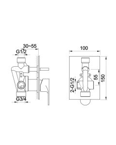 Base Manual Shower Valve with Diverter Chrome