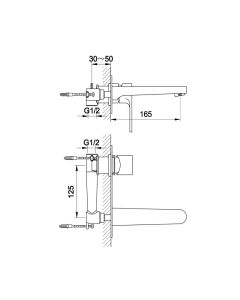 Base Wall Mounted Basin Mixer Chrome