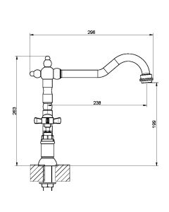 Baroc Bridge Sink Mixer Brushed Bronze