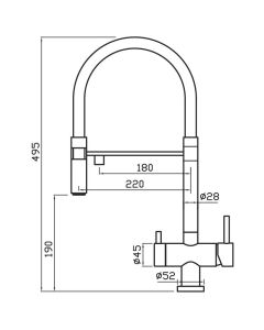 Bellatrix Mixer - Cold Filter Brushed Nickel, Black Silicon Spout