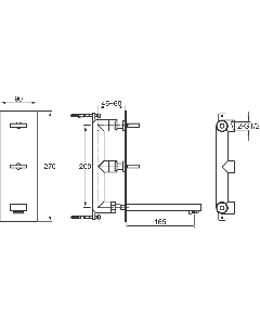 Bloque 3 Hole Wall Vertical Basin Mixer with Clicker Waste