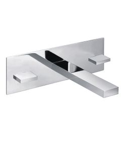 Bloque 3 Hole Wall Basin Mixer with Clicker Waste