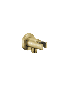 Wall Outlet Elbow With Handset Holder Brushed Brass