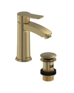 Appeal Basin Mixer with Clicker Waste Brushed Brass