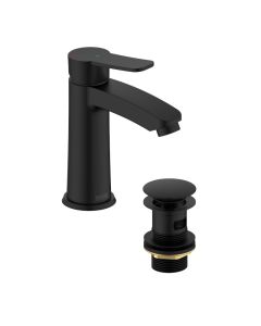 Appeal Basin Mixer with Clicker Waste Matt Black