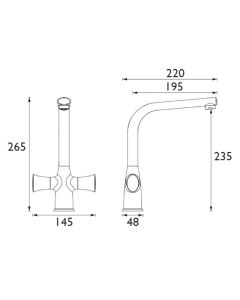 Essentials Kurve Twin Handle Sink Mixer Chrome