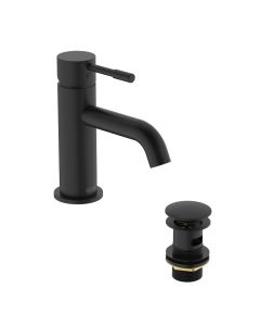 Mila Basin Mixer with Clicker Waste Matt Black