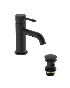 Mila Basin Mixer with Clicker Waste Matt Black