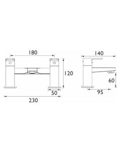 Essentials Niva Deck Bath Filler Chrome
