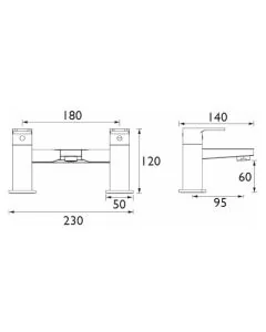 Essentials Niva Deck Bath Filler Chrome