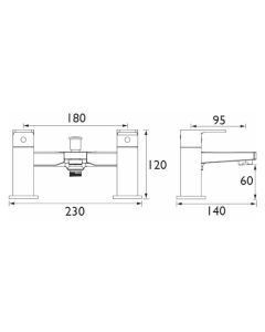 Essentials Niva Deck Bath Shower Mixer Chrome