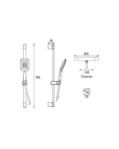 Qubo Thermostatic Bar Shower Valve Kit Chrome