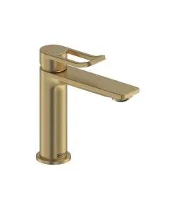 Saffron Basin Mixer with Clicker Waste Brushed Brass