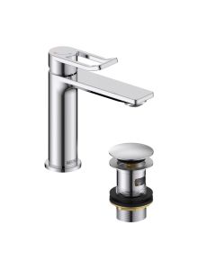 Saffron Basin Mixer with Clicker Waste Chrome