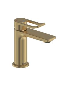 Saffron Small Basin Mixer with Waste Brushed Brass