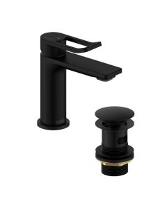 Saffron Small Basin Mixer with Waste Matt Black